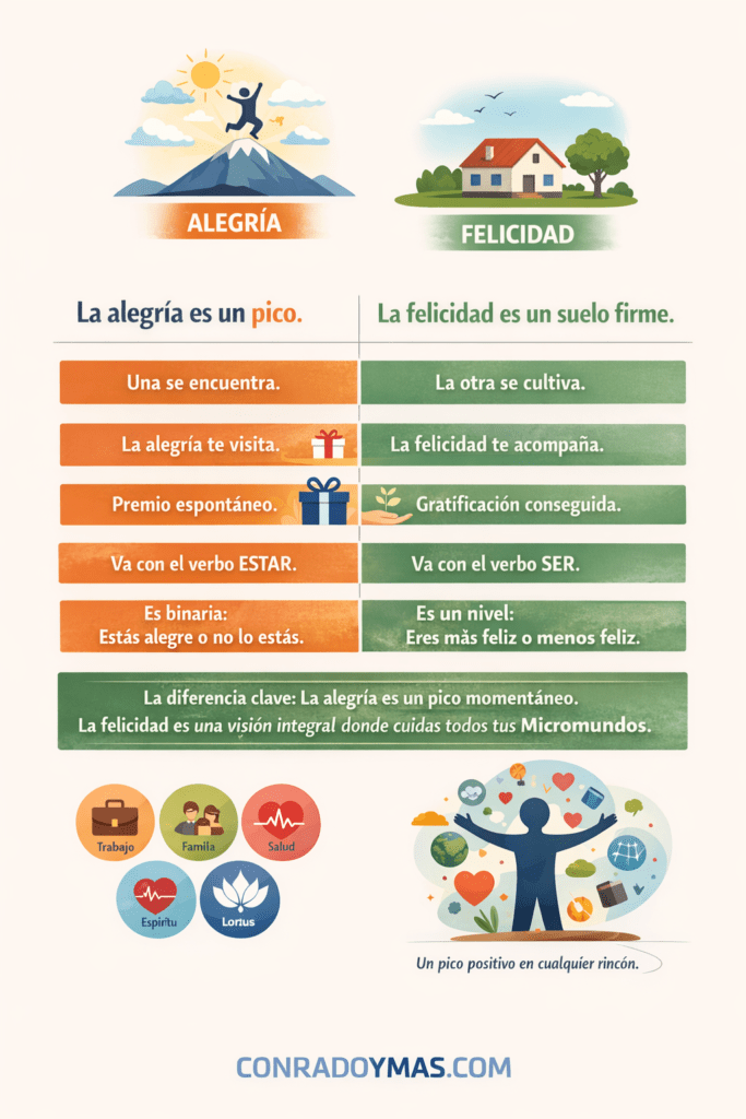 Infografía diferencias entre Alegría y Felicidad